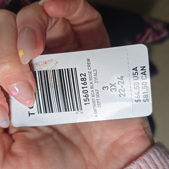 Torrid Everyday Fleece Long Sleeve Active Sweatshirt Details 3x Black floral NWT - Picture 10 of 11